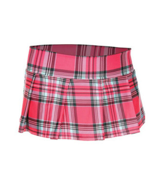 Mini-jupe plissée rose vif style ecossais 